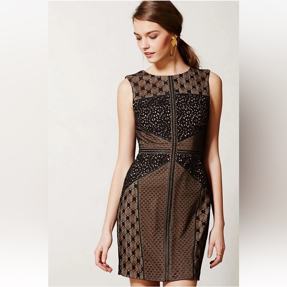 NWT Anthropologie Lace Topography Sheath Dress by Heartloom, Size Large